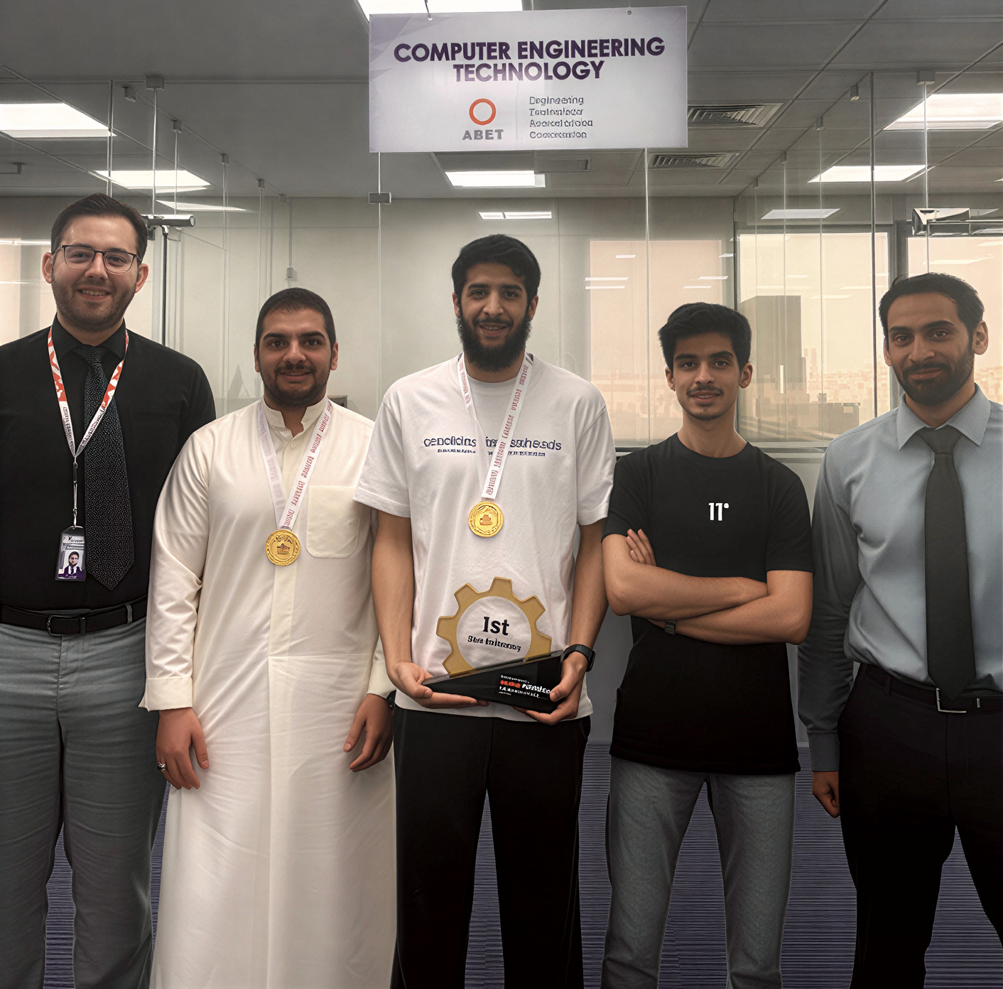 1st Place Robotex Kuwait team celebration